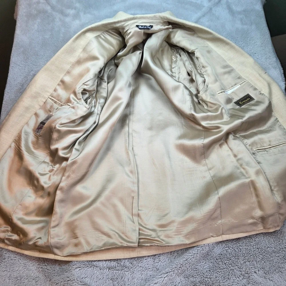 Vito Rufolo Silk Linen Wool Blazer Mens 42 Amalfi Garlanda Cloth Tan Made Italy‎